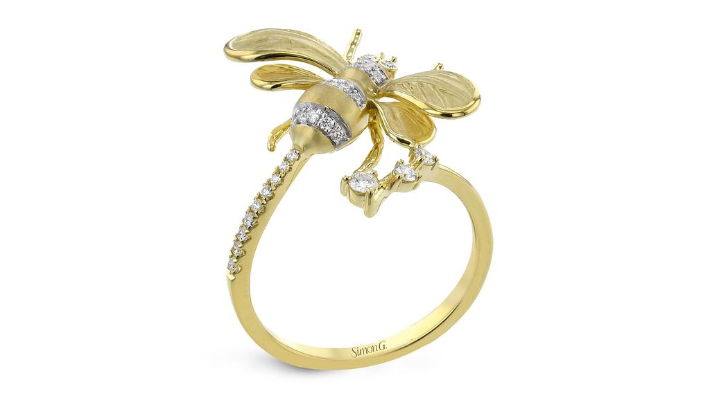 An 18-karat yellow gold and diamond bee ring by Simon G. ($2,290) Simon G. bee ring
